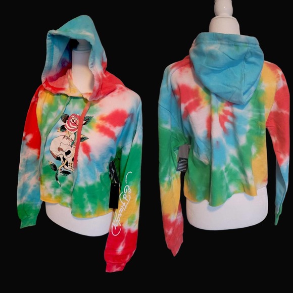 ED HARDY COLORFUL TIE DYE HOODIE SIZE L, XL NWT - Picture 2 of 3